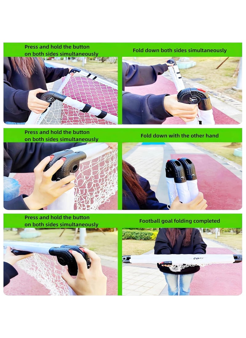 KiBi - Portable Folding Soccer Goal Set Net And Mini Ball With Carrying Bag, 120x80x80CM, Size L - Image 1