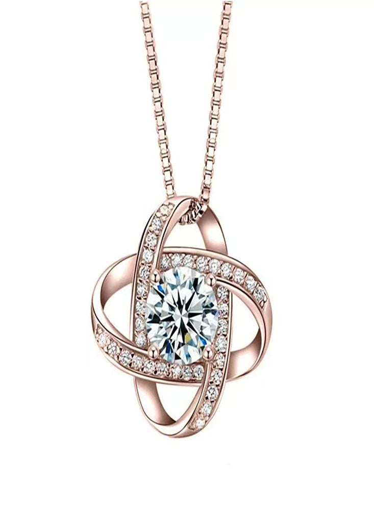 Oasisgalore - Rose Gold Women's Necklaces Sterling Silver 925 Rhinestone Necklaces - Image 1