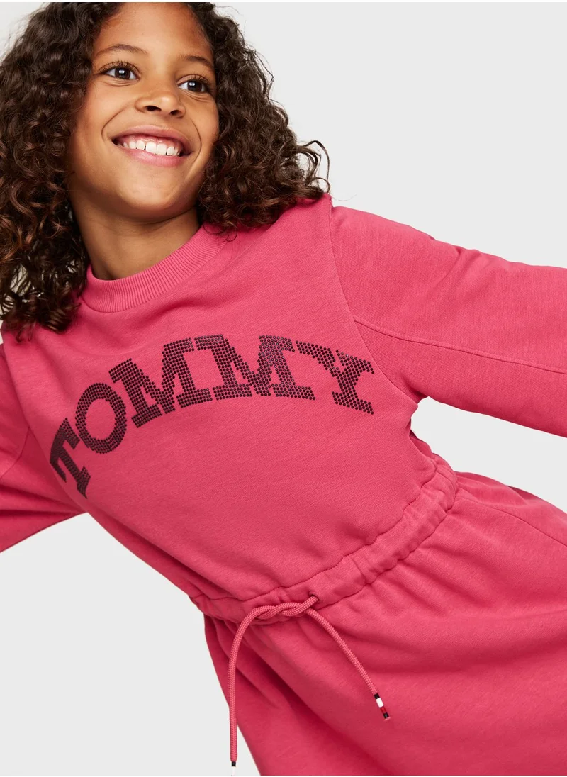 TOMMY HILFIGER Youth Logo Dot Foil Midi Dress
