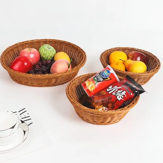 PAUL SONS Hospitality Round Woven Cane Basket for Fruit Vegetable Serving Basket Snack Basket Egg Storage BasketBread Basket 10Inch Pack of 1Pc - Image 4