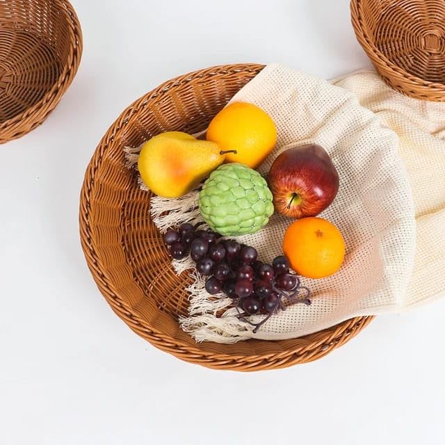 PAUL SONS Hospitality Round Woven Cane Basket for Fruit Vegetable Serving Basket Snack Basket Egg Storage BasketBread Basket 10Inch Pack of 1Pc - Image 5