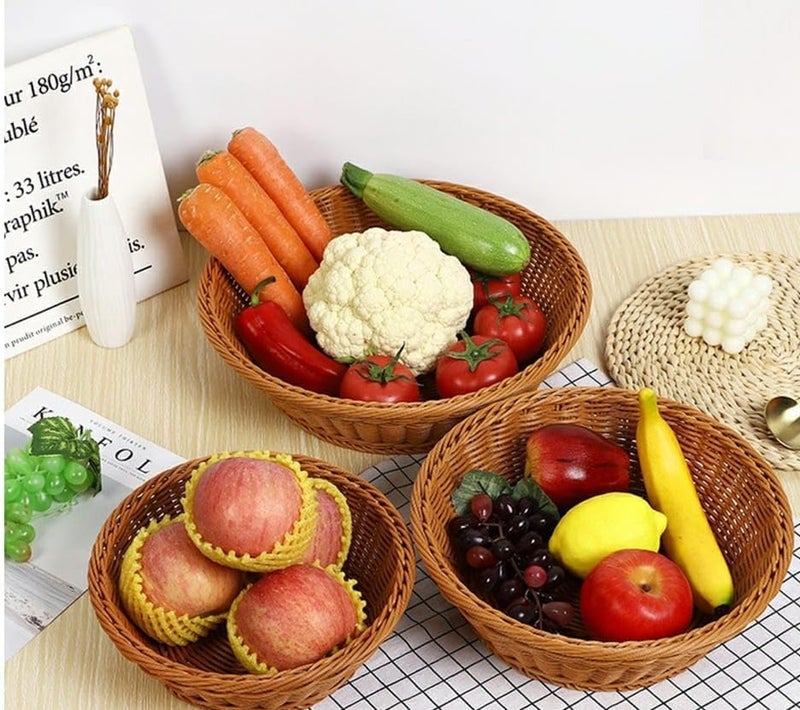 PAUL SONS Hospitality Round Woven Cane Basket for Fruit Vegetable Serving Basket Snack Basket Egg Storage BasketBread Basket 10Inch Pack of 1Pc - Image 2