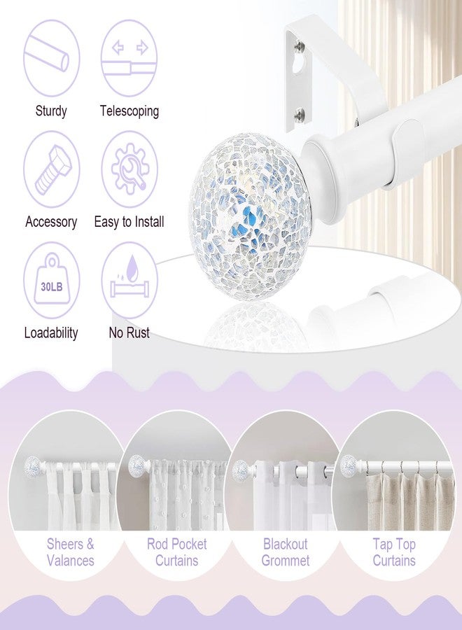 hei! dear White Curtain Rods for Windows 28 to 48 Inch,1 Inch Adjustable Heavy Duty Decorative Mosaic Colourful Ball Curtain Rod,Telescoping Window Rod for Bedroom,White Drapery Rods 18-60" - Image 2