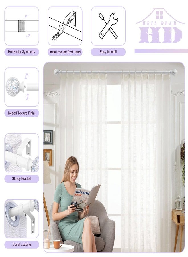 hei! dear White Curtain Rods for Windows 28 to 48 Inch,1 Inch Adjustable Heavy Duty Decorative Mosaic Colourful Ball Curtain Rod,Telescoping Window Rod for Bedroom,White Drapery Rods 18-60" - Image 5