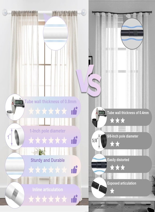 hei! dear White Curtain Rods for Windows 28 to 48 Inch,1 Inch Adjustable Heavy Duty Decorative Mosaic Colourful Ball Curtain Rod,Telescoping Window Rod for Bedroom,White Drapery Rods 18-60" - Image 4