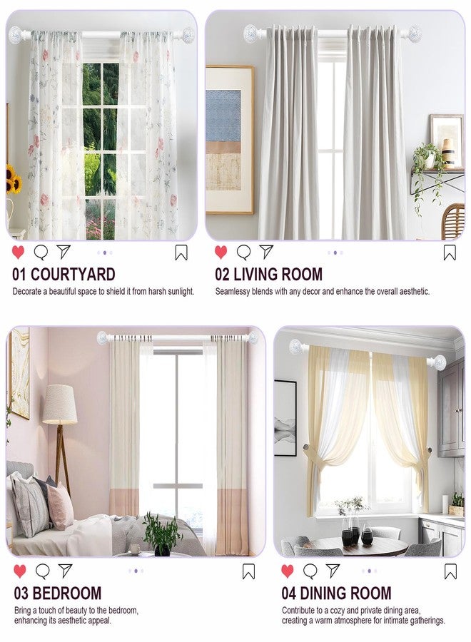 hei! dear White Curtain Rods for Windows 28 to 48 Inch,1 Inch Adjustable Heavy Duty Decorative Mosaic Colourful Ball Curtain Rod,Telescoping Window Rod for Bedroom,White Drapery Rods 18-60" - Image 3