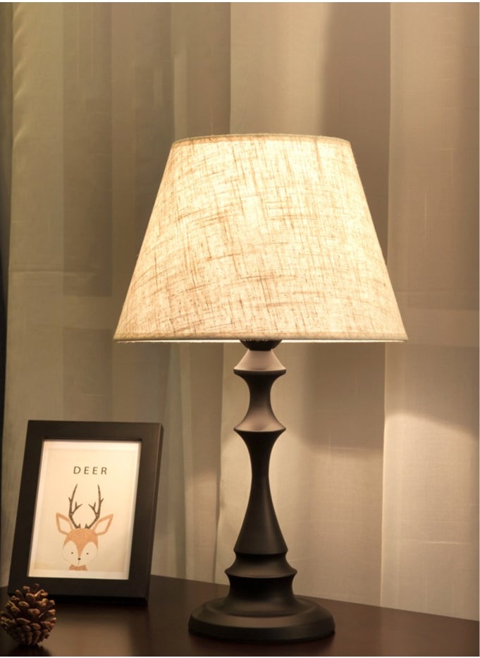 DAI HEART - Table Lamp, Simple Table Lamp, Bedside Table Lamp, Night Light, Creative Bedroom Bedside Lamp with Fabric Lampshade, Suitable for Bedroom Living Room Office Children's Room Dormitory - Image 1