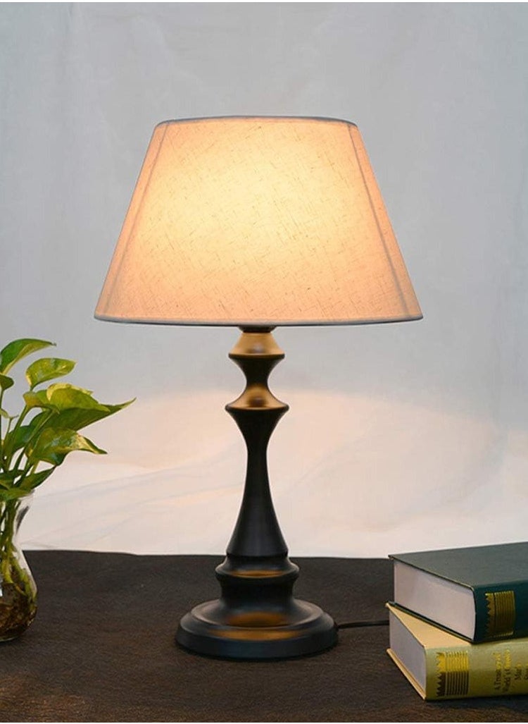 DAI HEART - Table Lamp, Simple Table Lamp, Bedside Table Lamp, Night Light, Creative Bedroom Bedside Lamp with Fabric Lampshade, Suitable for Bedroom Living Room Office Children's Room Dormitory - Image 1