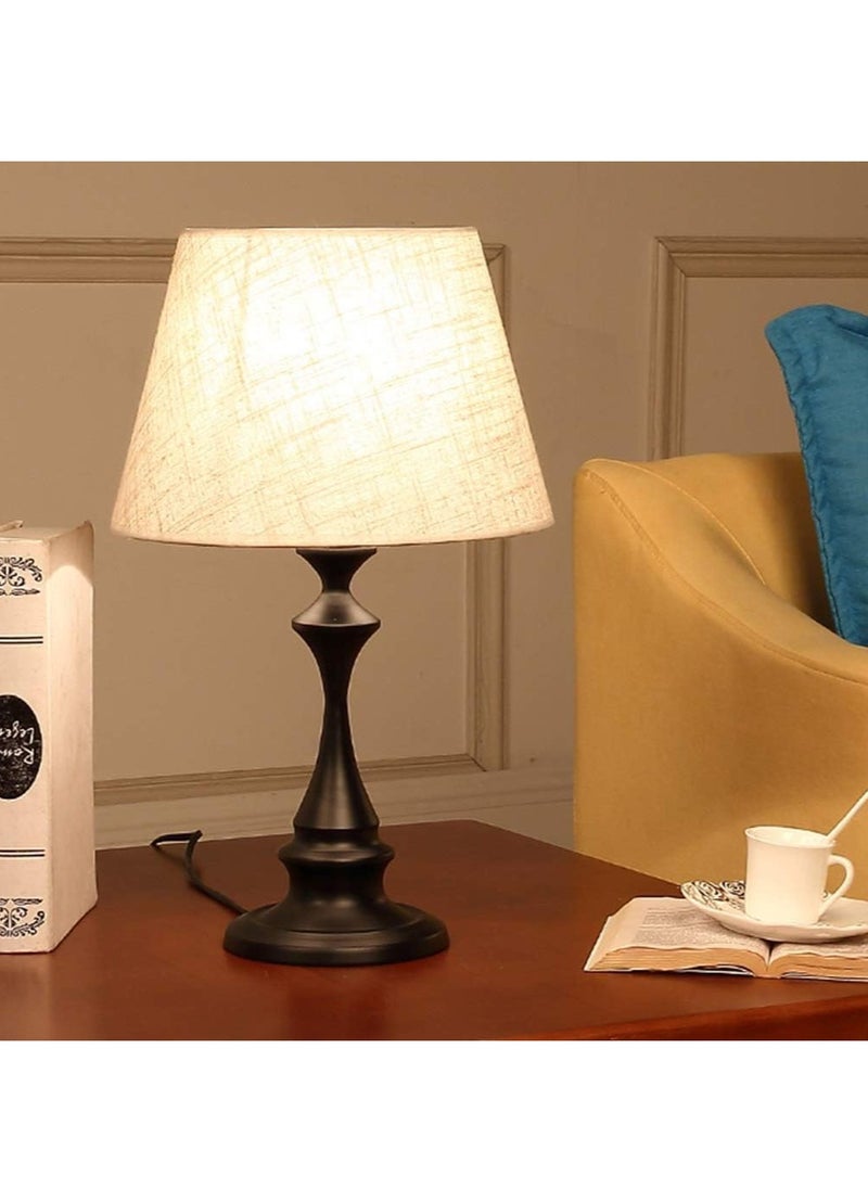 DAI HEART - Table Lamp, Simple Table Lamp, Bedside Table Lamp, Night Light, Creative Bedroom Bedside Lamp with Fabric Lampshade, Suitable for Bedroom Living Room Office Children's Room Dormitory - Image 1