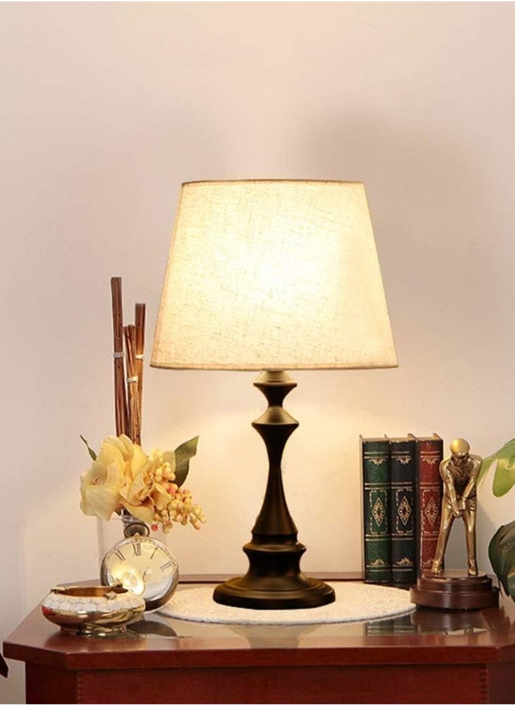 DAI HEART - Table Lamp, Simple Table Lamp, Bedside Table Lamp, Night Light, Creative Bedroom Bedside Lamp with Fabric Lampshade, Suitable for Bedroom Living Room Office Children's Room Dormitory - Image 1