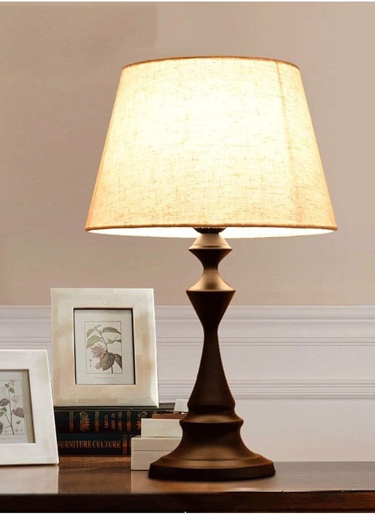 DAI HEART - Table Lamp, Simple Table Lamp, Bedside Table Lamp, Night Light, Creative Bedroom Bedside Lamp with Fabric Lampshade, Suitable for Bedroom Living Room Office Children's Room Dormitory - Image 1