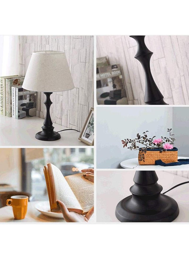 DAI HEART - Table Lamp, Simple Table Lamp, Bedside Table Lamp, Night Light, Creative Bedroom Bedside Lamp with Fabric Lampshade, Suitable for Bedroom Living Room Office Children's Room Dormitory - Image 1
