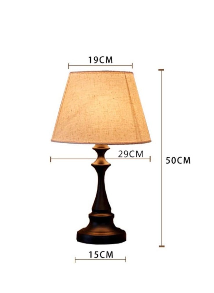DAI HEART - Table Lamp, Simple Table Lamp, Bedside Table Lamp, Night Light, Creative Bedroom Bedside Lamp with Fabric Lampshade, Suitable for Bedroom Living Room Office Children's Room Dormitory - Image 1