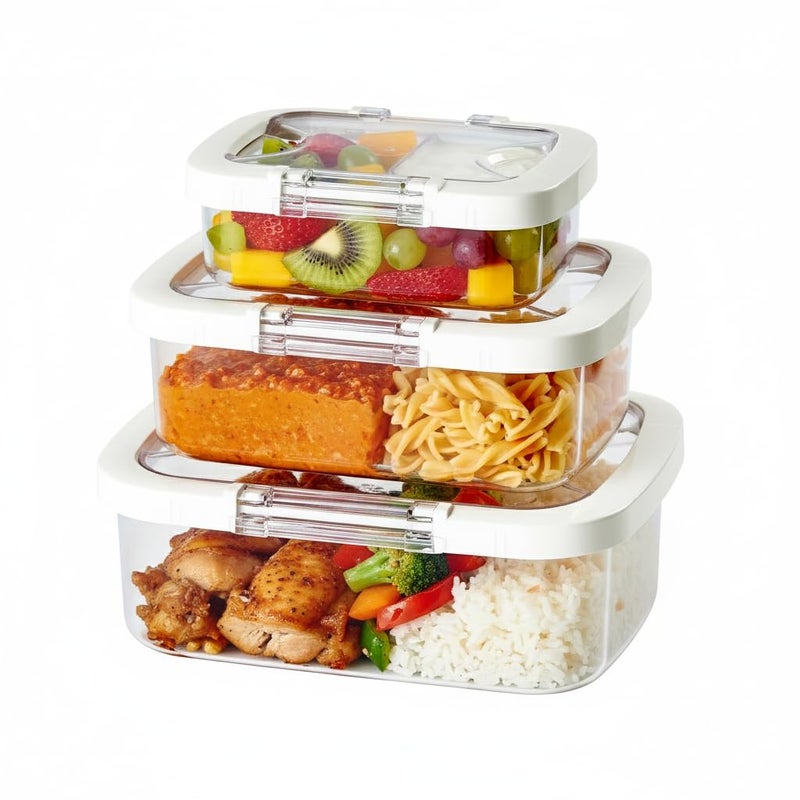 Felli Duo Loc Tritan Meal Prep Containers Microwave Safe BPA FREE, Leak Proof Lunchable Container for Leftovers Kitchen Fridge Freezer, Reusable Plastic On the Go Lunch Travel Box (Beginner 3pk) - Image 1