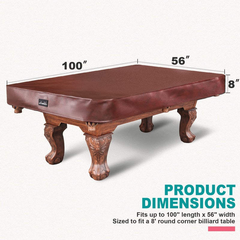 Shieldo Heavy Duty Leatherette Billiard Pool Table Cover,Waterproof&Tearproof Cover for Pool Table,7/8/9 Foot Fitted(8FT/Brown) - Image 2