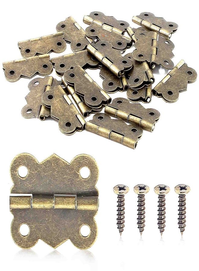 BokWin 40PCS Antique Brass Butterfly Hinge 1 inch Hinges Antique Small Butterfly Hinges Bronze Door Folding Hinge for Crafts Wooden Box Gift Box Hinges Cabinet Drawer Jewelry Box - Image 1