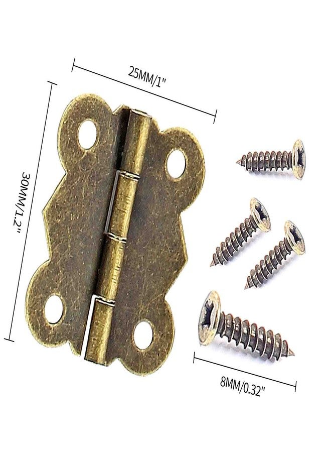 BokWin 40PCS Antique Brass Butterfly Hinge 1 inch Hinges Antique Small Butterfly Hinges Bronze Door Folding Hinge for Crafts Wooden Box Gift Box Hinges Cabinet Drawer Jewelry Box - Image 2
