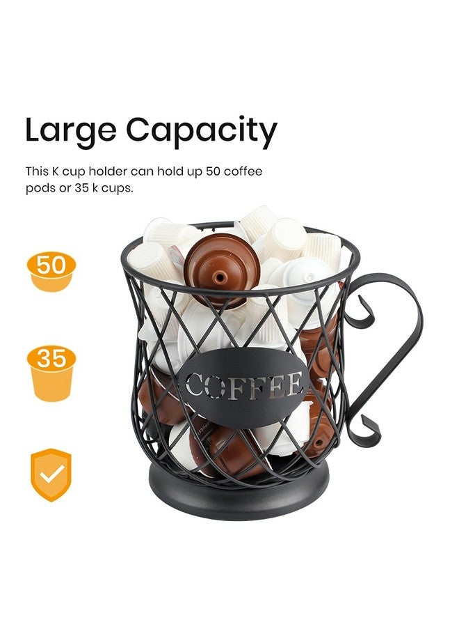TreeLen K Cup Holder Coffee Pod Holders for 35 Kcups Keurig Storage Organizer Coffee Bar Accessories for Counter - Matte Black - Image 3