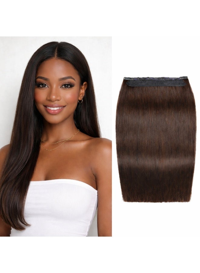 Richcoco Rich Coco 100% Human Hair Clip In Extensions 1 Piece 100g Dark Brown Straight Hair Soft Silky Easy Install Instant Volume - Image 2