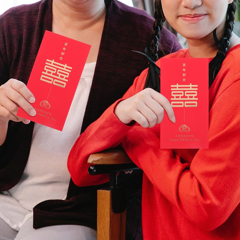Traditional Chinese Red Envelope Money Packets with Auspicious Symbols for Wedding 6 Pieces - Image 5