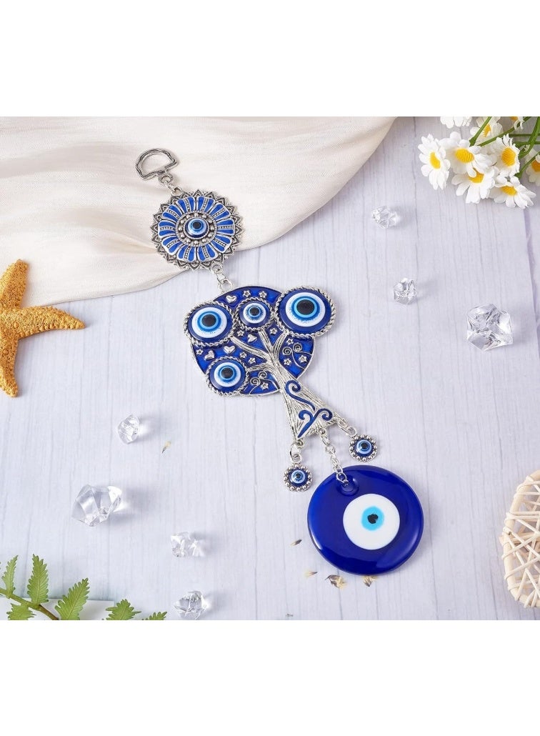OASIS-TH تعويذة العين الزرقاء المعلقة، جرس الرياح المعلق للمنزل، جرس الرياح لمدخل المنزل والمكتب، عناصر زخرفية للمنزل - Image 2