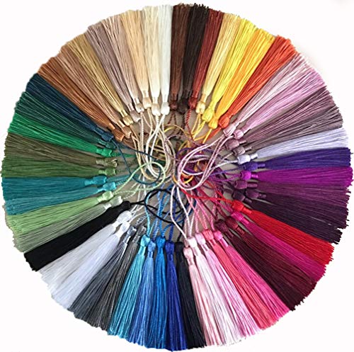 VEYLIN 100Pcs Small Craft Tassels, Handmade Mini Silky Bookmark Tassel with Loop for DIY Jewelry Making, Decorative Tassel, Multicolor, Polyester - Image 1