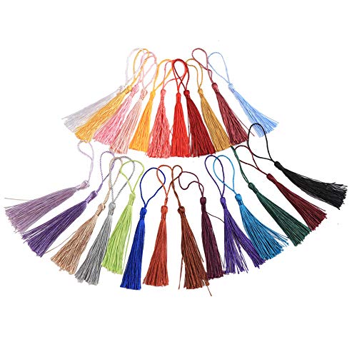 VEYLIN 100Pcs Small Craft Tassels, Handmade Mini Silky Bookmark Tassel with Loop for DIY Jewelry Making, Decorative Tassel, Multicolor, Polyester - Image 3