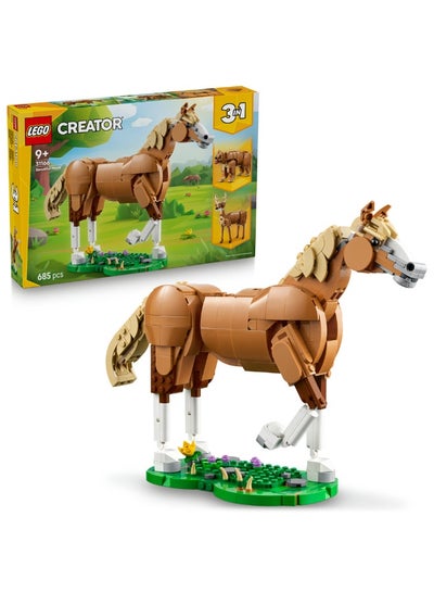LEGO Creator 3in1 Beautiful Horse, Toy Animals Set 31166 (Age 9+, 685 Pieces)