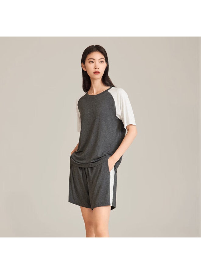 Agentmuse Bare Sensation Loose And Breathable Couple Modal Super Soft Home Wear Set 807T Moonlit Black Xl - Image 1