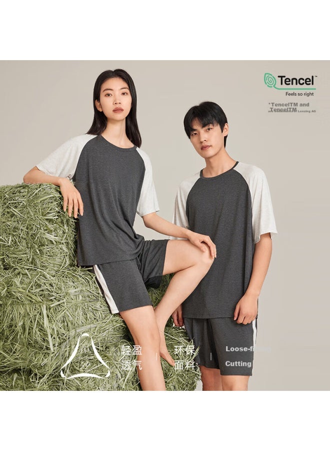 Agentmuse Bare Sensation Loose And Breathable Couple Modal Super Soft Home Wear Set 807T Moonlit Black Xl - Image 2