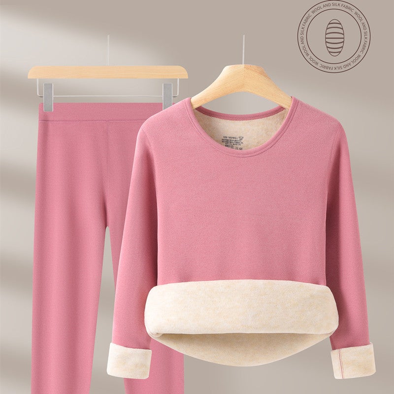 Men'S Fleece-Lined Thickened Koala Velvet Thermal Underwear Suit Baby Velvet Soft Autumn Clothes And Pants For Men And Women Round Neck - Image 4