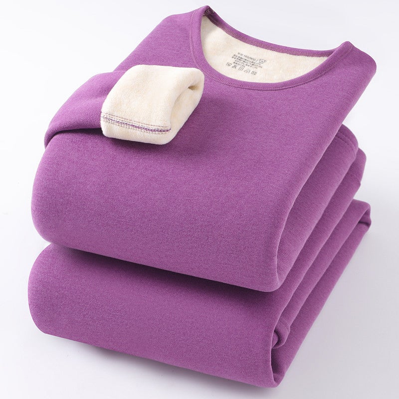 Men'S Fleece-Lined Thickened Koala Velvet Thermal Underwear Suit Baby Velvet Soft Autumn Clothes And Pants For Men And Women Round Neck - Image 1