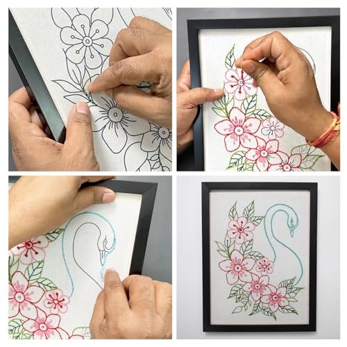 picknMAKE Hand Cross Stitch Embroidery Kits for Beginners Adults with Cloth Fabric, Framed White Swan Pattern to do Embroidery with Instruction and All Material Included - Image 3