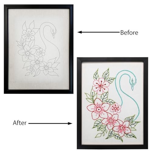 picknMAKE Hand Cross Stitch Embroidery Kits for Beginners Adults with Cloth Fabric, Framed White Swan Pattern to do Embroidery with Instruction and All Material Included - Image 2