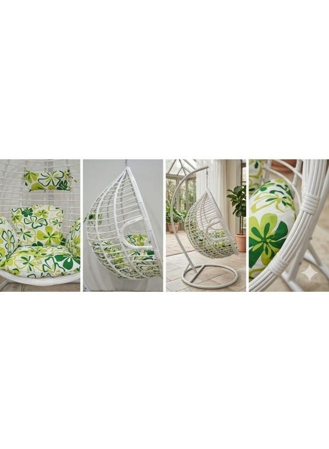 SUNLIT HOME Sorbus Outdoor Hanging Egg Chair with Stand – Luxury White Swing Chair with Cushion – Balcony & Garden Patio Chair for Indoor Outdoor Use – Heavy Duty Steel Frame - Image 3