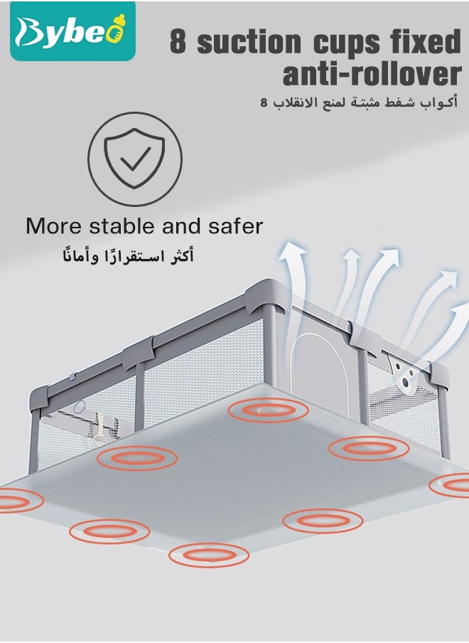 Bybeo Baby Playpen Fence, Portable Babies Playards for Toddlers, Safety Infant Activity Center, Sturdy Play Area, with Storage Bag, 2 Pull Rings, Marine Balls and Basket, Perfect Child's Gift  - Image 5