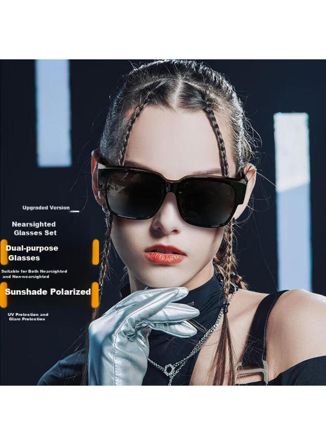 Shangtong Myopia Sunglasses, Polarized, Uv Protection, Strong Light, Large Frame, For Men And Women, Driving, Sun Protection, Can Be Used By Both Nearsighted And Non-Nearsighted, Dual-Use, Anti-Glare, Windproof, Dustproof, Tg821 - Image 2