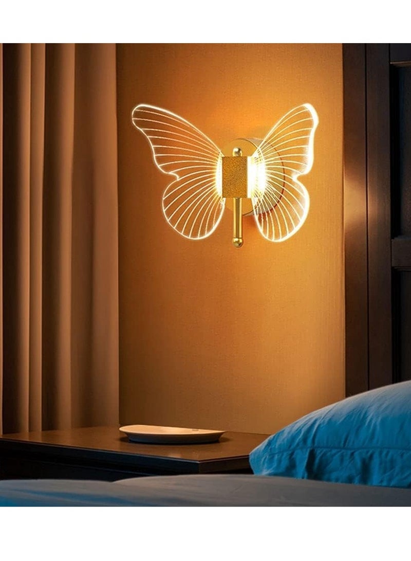general Butterfly lamp LED wall lamp, with light guide acrylic material, is a Nordic style indoor wall lamp, suitable for bedroom bedside, bedside tables and living room decoration, neutral light - Image 3