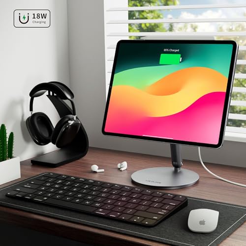 LULULOOK [Upgrade Magnetic Wireless Charging Stand for iPad Pro 12.9 3rd/4th/5th/6th, Foldable Aluminum Alloy Desk Arm Mount with 360° Rotating Base for iPad Air 13" M3 (2025)/M2, Cable Included - Image 5