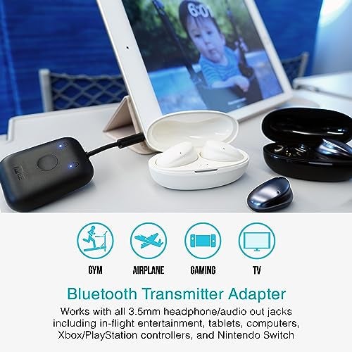 MEE Audio محول صوتي لاسلكي بلوتوث MEE audio Connect Air للطائرات لنقل الصوت اللاسلكي لغاية 2 من AirPods / سماعات أخرى؛ يعمل مع جميع مقابس 3.5 مم على الطائرات، معدات الصالة الرياضية، أجهزة التلفاز، وأجهزة الألعاب. - Image 3