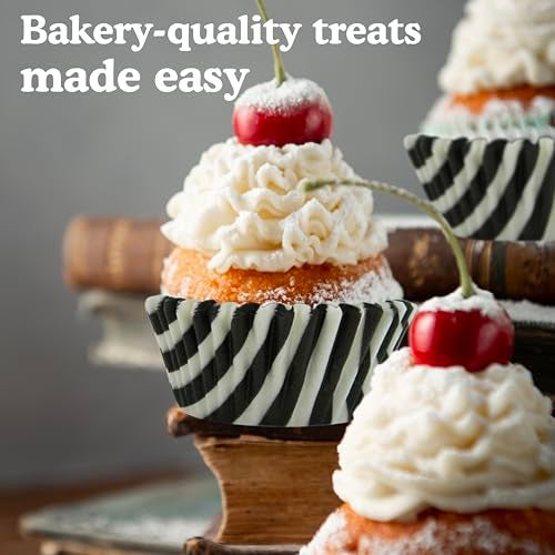 Regency Wraps Greaseproof Professional Grade Baking Cups, Pack of 40, Standard Liners, Black/White Stripe, for Cupcakes, Muffins, Candy, Non Stick - Image 5