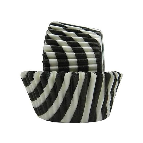Regency Wraps Greaseproof Professional Grade Baking Cups, Pack of 40, Standard Liners, Black/White Stripe, for Cupcakes, Muffins, Candy, Non Stick - Image 1
