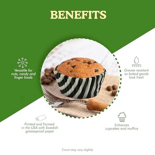Regency Wraps Greaseproof Professional Grade Baking Cups, Pack of 40, Standard Liners, Black/White Stripe, for Cupcakes, Muffins, Candy, Non Stick - Image 4