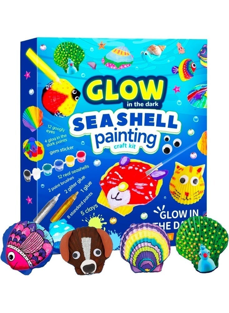 Painting Craft Kit-Glow in The Darkness, Sea Shell Art and Craft Gift for Kids, Creative Art Decorations Paint Kit for Boys and Girls Age 3+ - Image 1