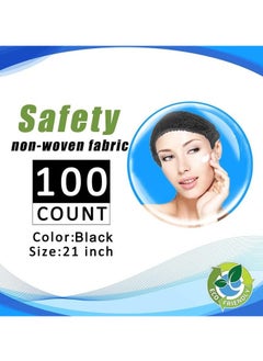 Generic Disposable Bouffant Hats 100 Pieces Hair Net 21 Inch Elastic Head Cover Hair Cover While Working In Food Service And While Sleeping Black  - Image 2