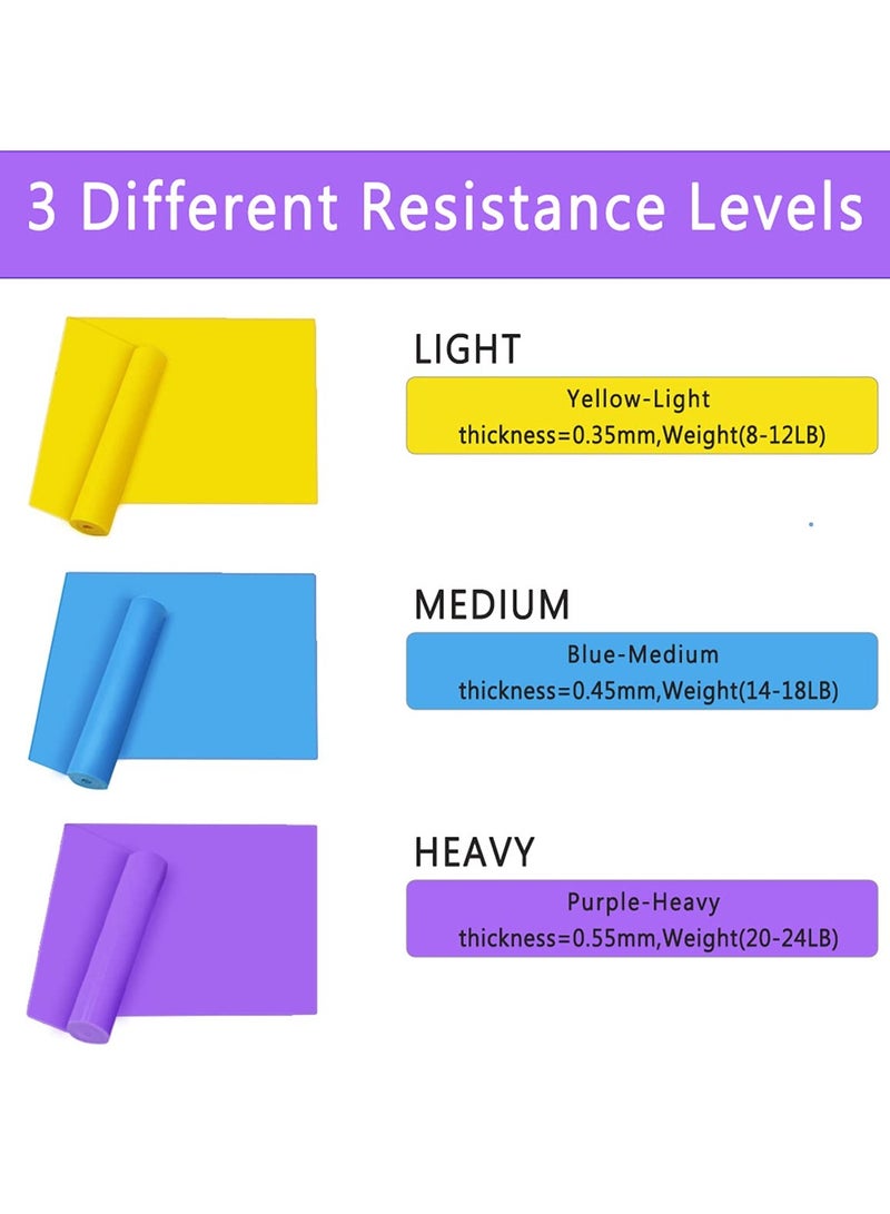 شابية مجموعة عصابات المقاومة （حزمة من 3） - عصابات تمرين مرنة للتعافي والعلاج الطبيعي واليوغا والبيلاتس وإعادة التأهيل وتدريب القوة - Image 2