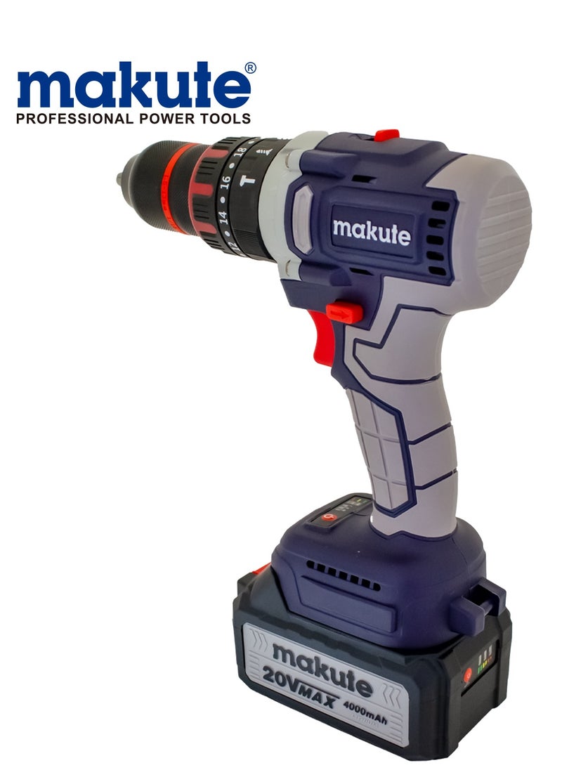 makute 13mm Hammer Drill with Two 20V Batteries  - Image 2