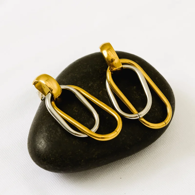 noya Vega Link Earrings â€“ Mixed Metals Modern Statement Drops