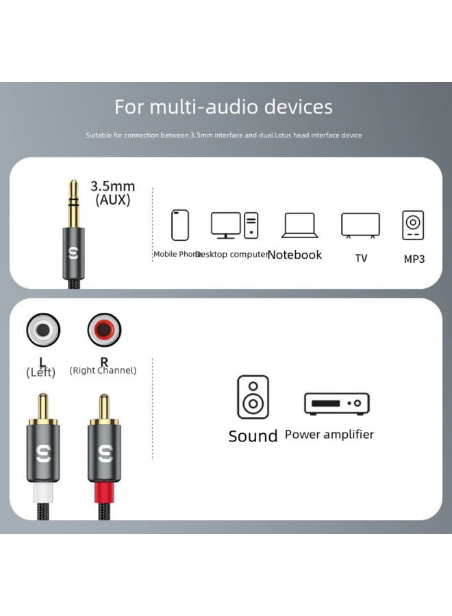 ESSAGER Magic Sound Series 3.5mm To Double Lotus Head Rca Audio Adapter Cable Audio Computer Mobile Phone Conversion - Image 4