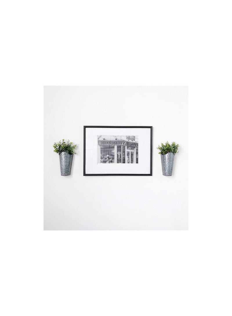 SYOSI Galvanized Metal Wall Planter, 2 Pack Farmhouse Wall Vase Planters, Decor for Succulents or Herbs, Rustic Wall Hanging Flowers Holder Country Rustic Home Wall Decor, for Indoor, Outdoor, Silver - Image 3